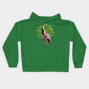 Kangaroo with Bottlebrush - Native Australian Christmas Kids Hoodie